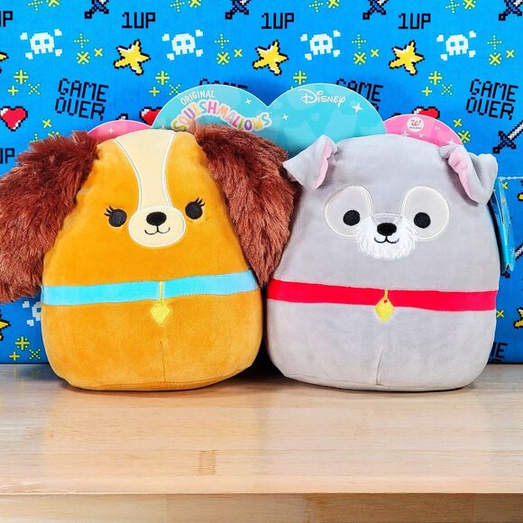 Squishmallow Lady and Tramp 8" UltraSoft Stuffed Disney Plush Set of 2 NWT - Picture 1 of 7